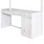 Lit mezzanine pleine grandeur avec tablettes et bureau en blanc - Structure compacte en bois massif idéale pour les chambres à coucher. Les tablettes de l 80,7 po x H 65,7 po créent un coin d'étude confortable-455971657-455971656