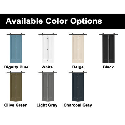 36 po x 80 po 1 porte de grange pliante en panneau de fibres à densité moyenne apprêté avec panneau de quincaillerie coulissante