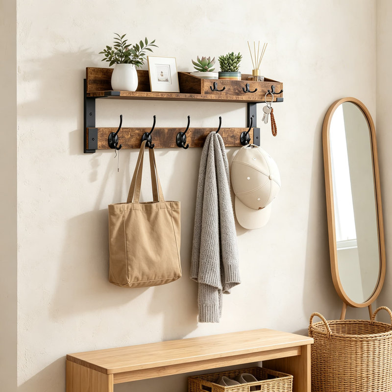 Portemanteaux mural Rustic, Brown