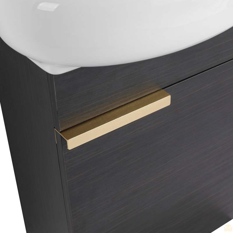 Meuble-lavabo à fermeture en douceur avec lavabo, Noir châtaignier