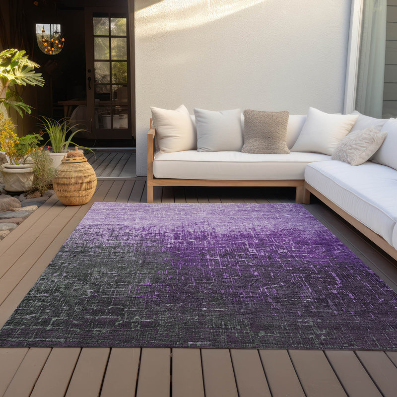 Purple Ombre Flat Woven Synthetic Washable Area Rug 3' x 5'