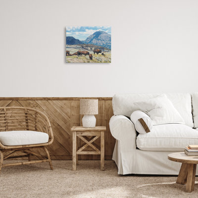 «Sunny Af après-midi Bison», art mural sur toile par David Graham