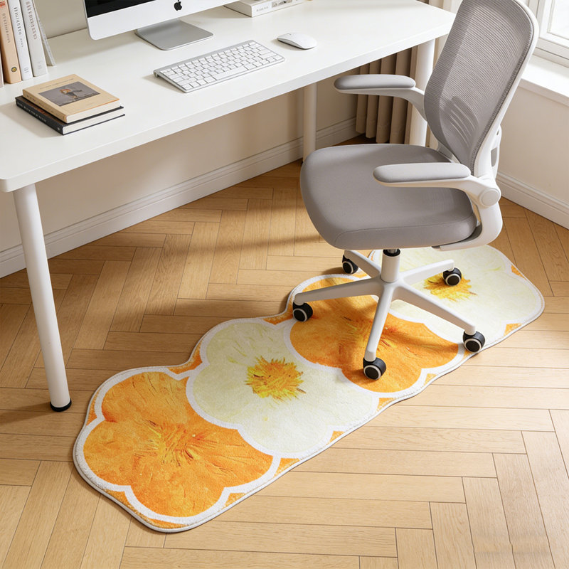 Flower Bath Rug, Funny Floral Bath Mat, Soft Plush Fluffy Rug, Absorbent, Non-Slip for Bathroom, Kitchen Sink, Bedroom, Kid's Bedroom, and Living Room, Yellow