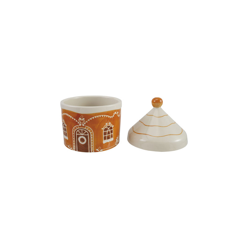 Hand-Painted Stoneware Gingerbread Jar