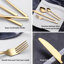 Velaze Series, 24-Piece Gold Square Handle Stainless Steel Cutlery Set, Service For 6
