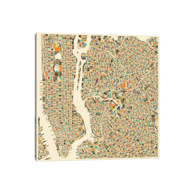 Abstract City Map Of New York City by Jazzberry Blue - Wrapped Canvas Print, 66.04 cm H x 66.04 cm W x 1.91 cm D