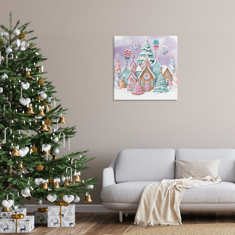 «Gingerbread Candy Town», art mural sur toile par Nicole DeCamp, H 30 po x l 30 po