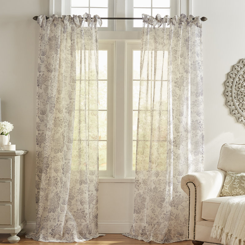 Panneau de rideau simple diaphane Arly, l 52 po x L 84 po, Gris