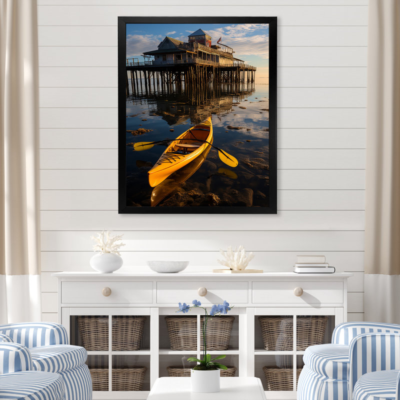 Pier Pier Reflections III " Pier Pier Reflections III ", 32" H x 24" W x 1" D, Black Picture Framed
