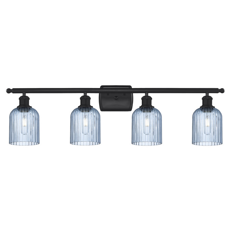 Éclairage pour meuble-lavabo à 4 lumières à intensité variable Fiennes Veil, Noir mat, Bleu