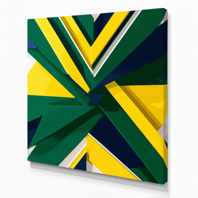 «Geometric Abstraction 7», art mural sur toile verte