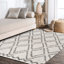 Tapis beige / gris foncé à longs poils à motif de treillis à motif de losanges Schlemmer-2004193286