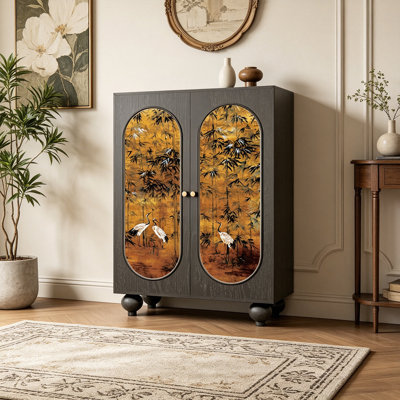 Armoire de rangement en bois massif Bamboo Crane
