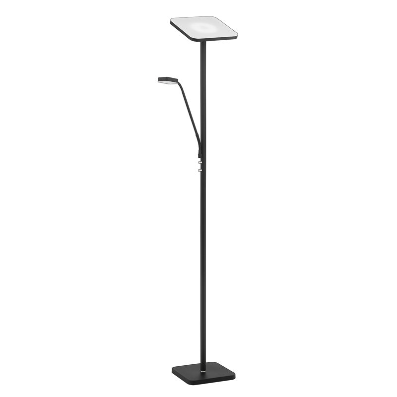 Torchère Aquirre noir et nickel satiné, Noir, Noir