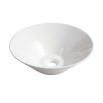 Lavabo de salle de bain circulaire en céramique avec trop-plein 16,7 po Elegance Plexi Home