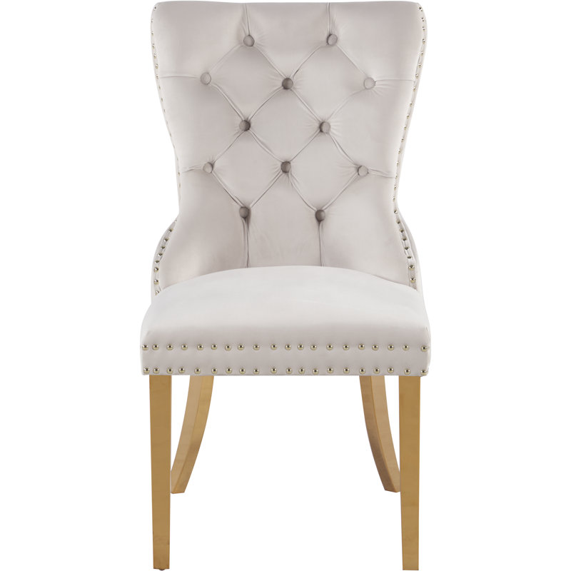 Chaise d'appoint Carmen, Velours crème, Or