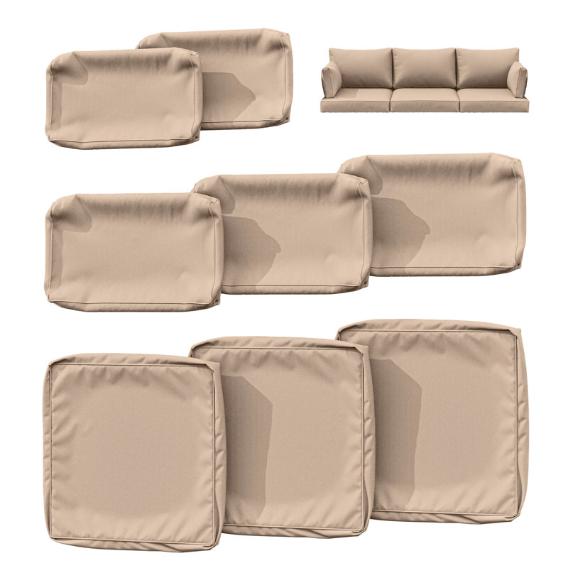 Ensemble de housses de coussin d'extérieur 8 pièces Cartert pour coussins d'extérieur et meubles de patio , Sable