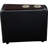 Home Theater Storage Wedge Console In Black With Stainless Steel Cupholders And Memory Foam, 24.79 Inches Tall, 11.5 Wide, 28.4 Deep For Custom Setup Contemporary Area Faux Leather Built - Foam Top,
