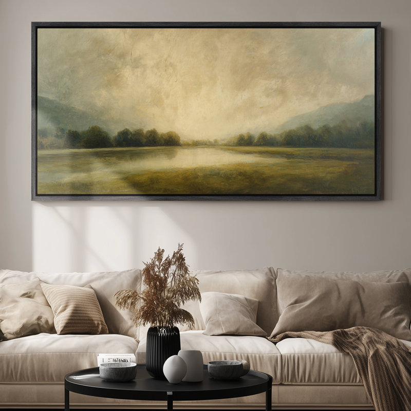 «Morning Light River Valley Landscape for Living Room», impression murale, Noir, H 30 po x l 60 po