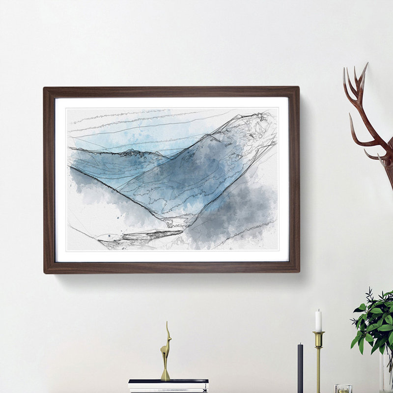 Blue Mountains in Sikkim India - Framed Print, 24cm H x 33cm W x 2cm D, Walnut Framed