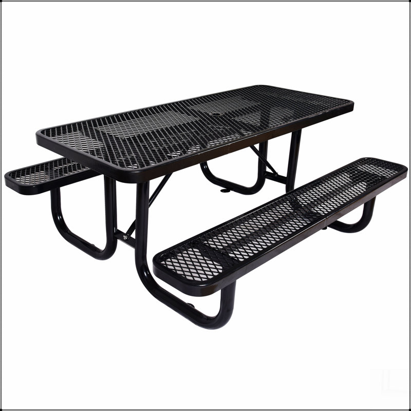 Table de pique-nique rectangulaire en acier pour l'extérieur 6 pi.