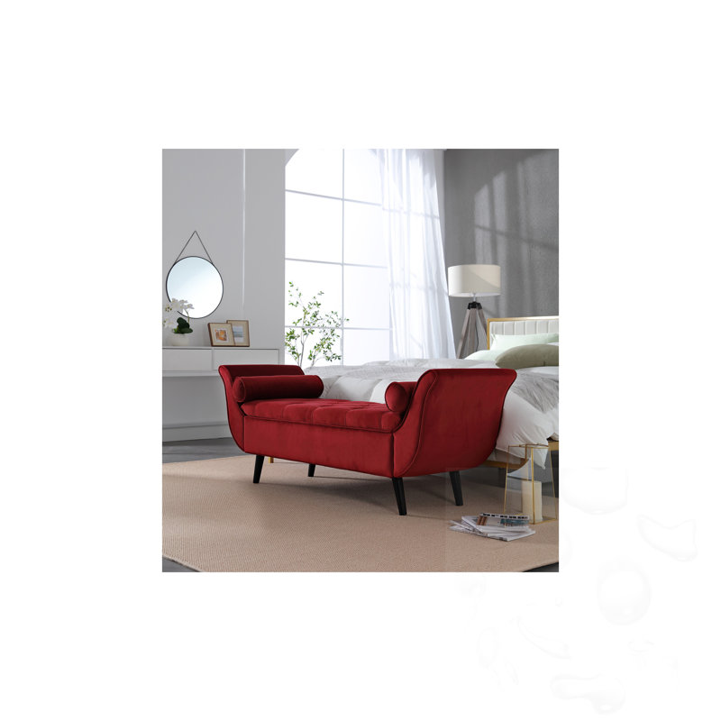 Banc long capitonné avec rangement, Red