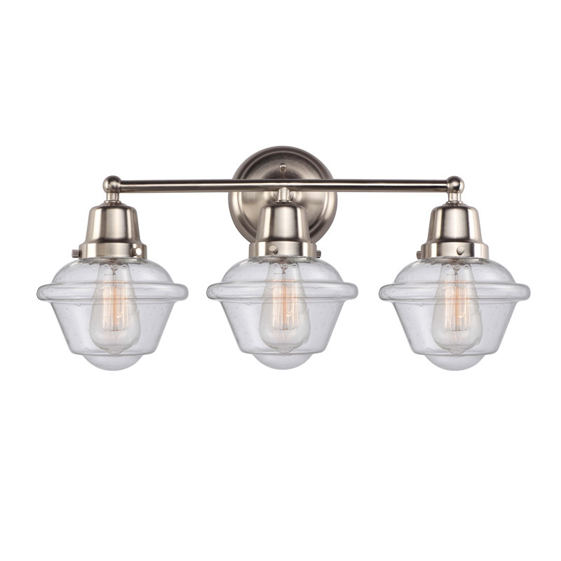 Éclairage pour salle de bain 3 lumières Boligee, Nickel satiné brossé, Grainé, Incandescent