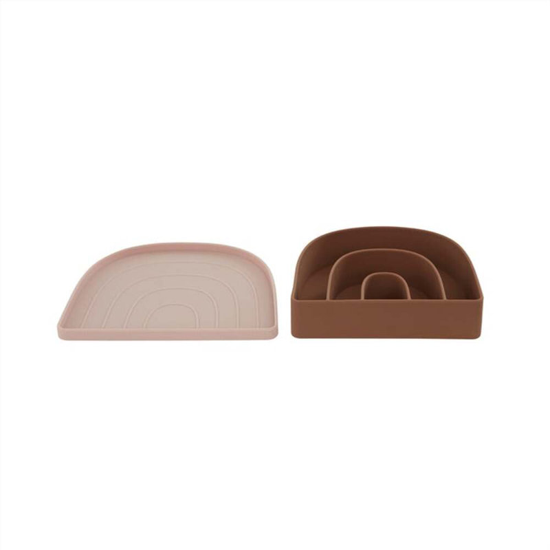 Rainbow Silicone Appetizer Plate, Rose/Fudge