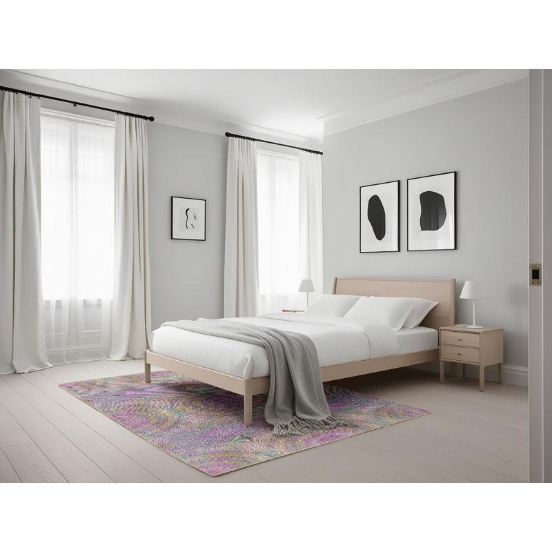Tapis rose/bleu/vert à motifs Daryll, Rectangle 5 pi x 7 pi
