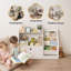 Bibliothèque blanche à 2 niveaux pour enfants avec sangles en tissu pour chambre à coucher ou salle de jeux-1218261305-1218261306