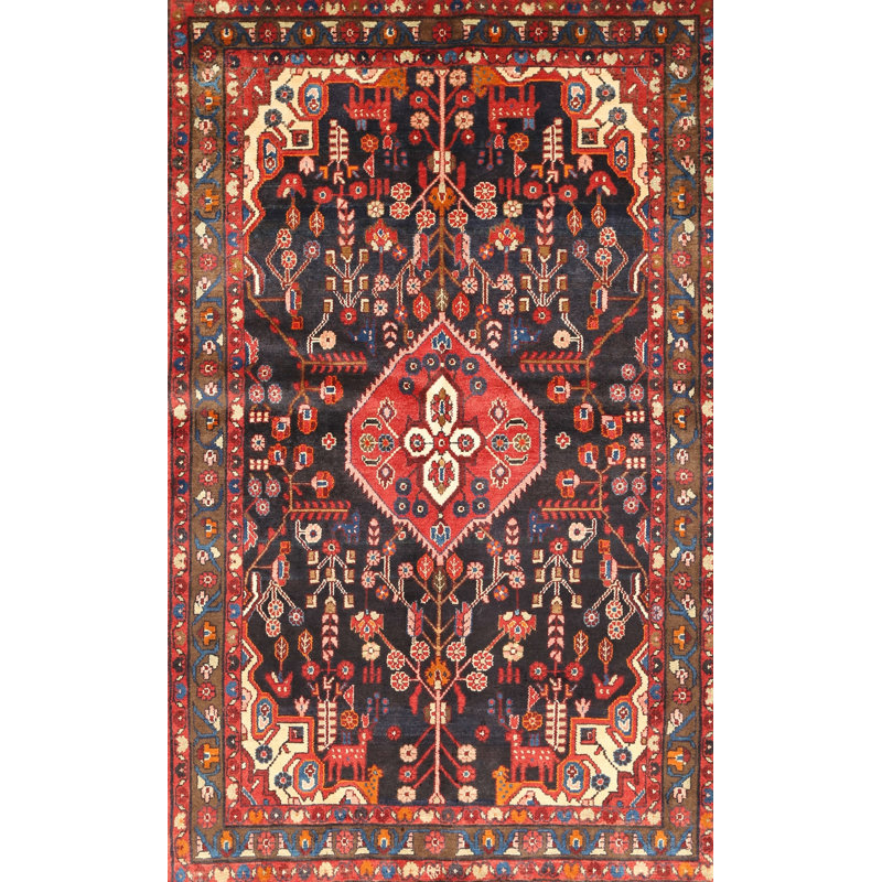 Tapis traditionnel rouge / brun, Rectangle 5 pi x 7 pi