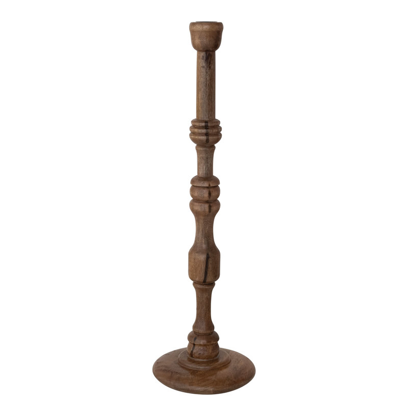 Turned Mango Wood Taper Candle Holder, 20.75" H x 6.25" W x 6.25" D
