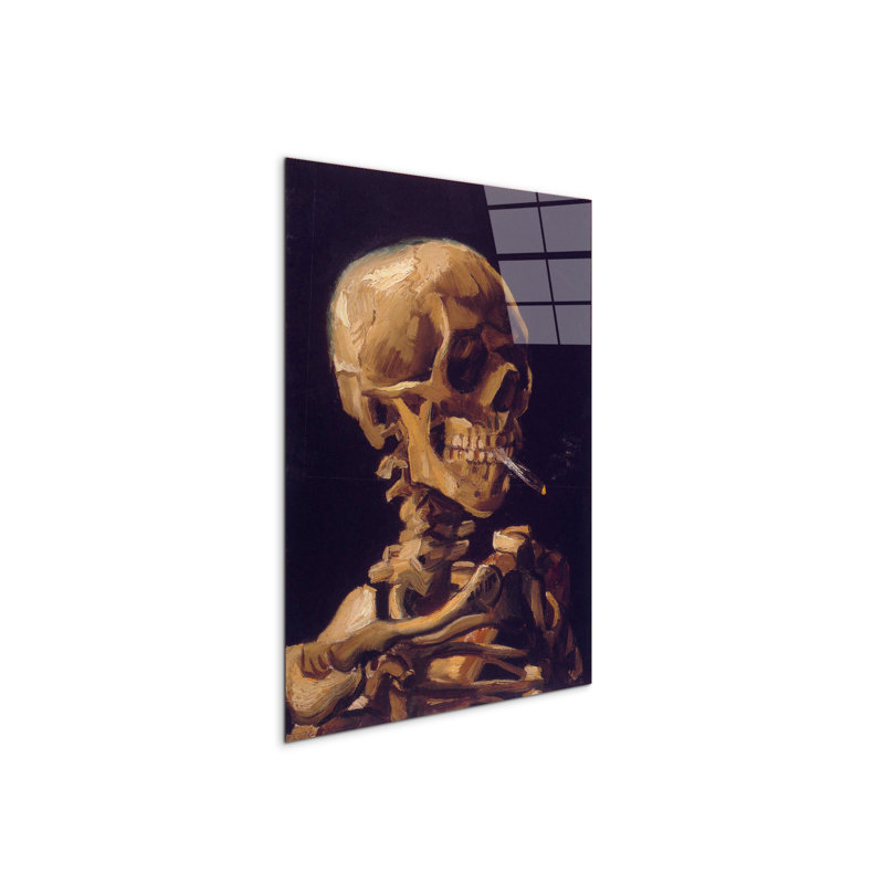 Skull with a Burning Cigarette By Van Gogh Vincent 80cm H X 60cm W CrystalArt Material Acrylic Glass Effect, Frameless Panel Lightweight Ready to Hang