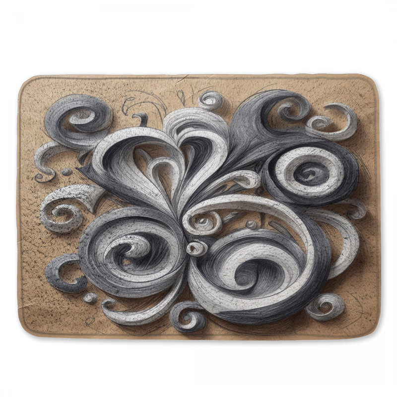 Tapis de bain tourbillonnant gris et blanc, L 24 po x L 17 po