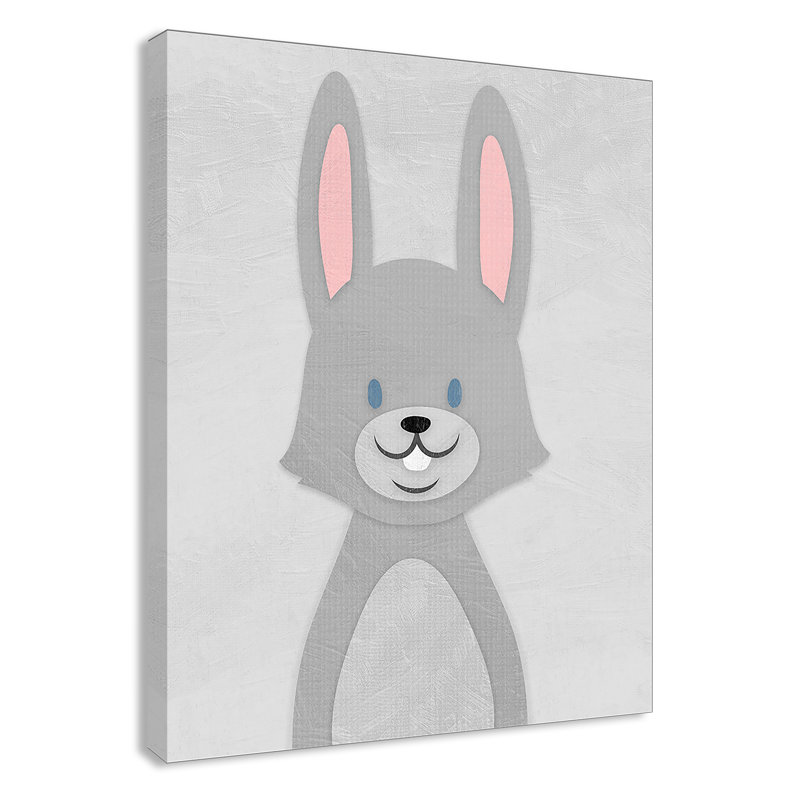 Art de lapin joyeux, H 14 po x l 11 po x P 1,5 po, Canevas