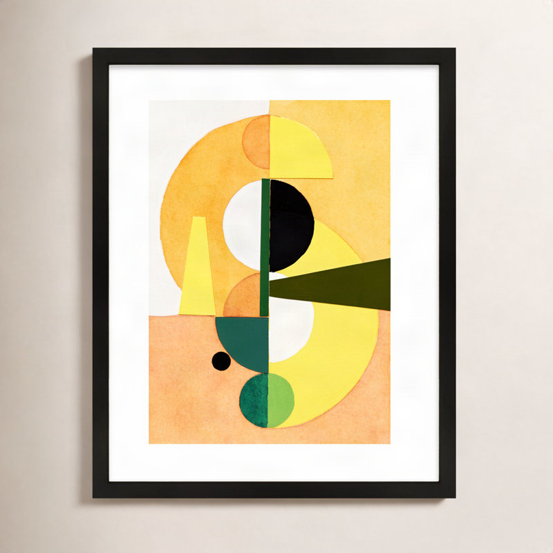 Composition Nr. 19 Framed Painting, 20" W x 25" H, Black