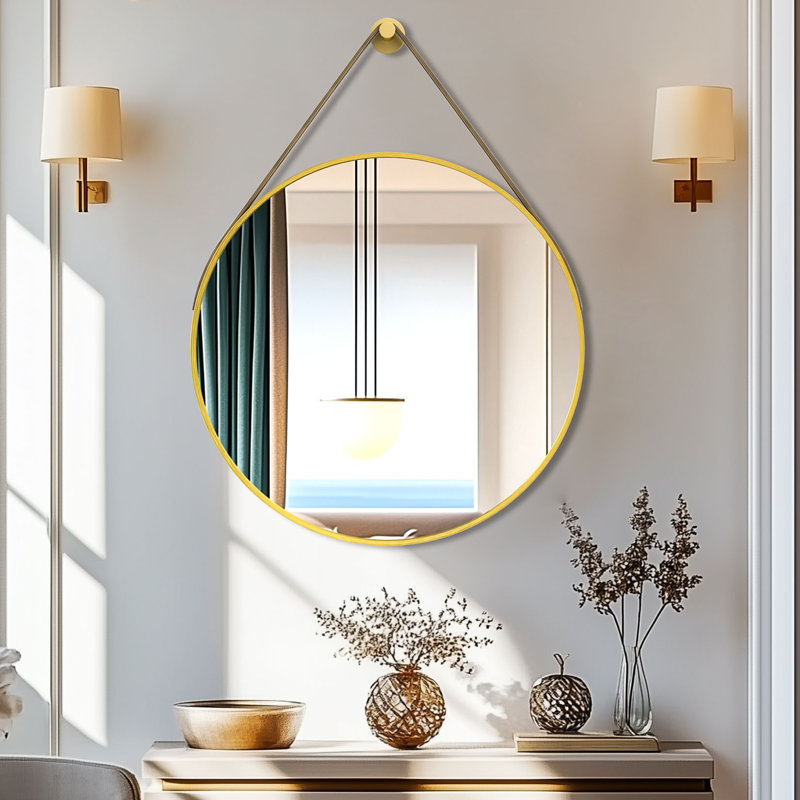 Wal Mirror Aluminium Round Mirror, Gold, 70cm x 70cm