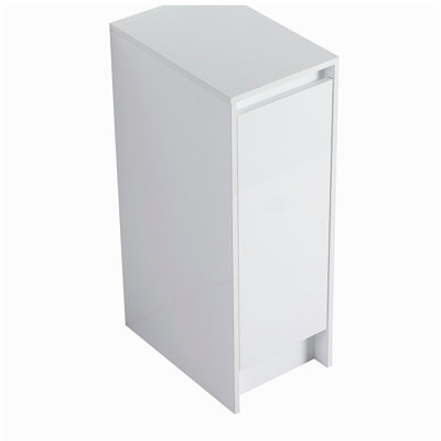 12" freestanding Bathroom Storage Cabinet, Soft Close Doors, Glossy White,(KD-Packing)