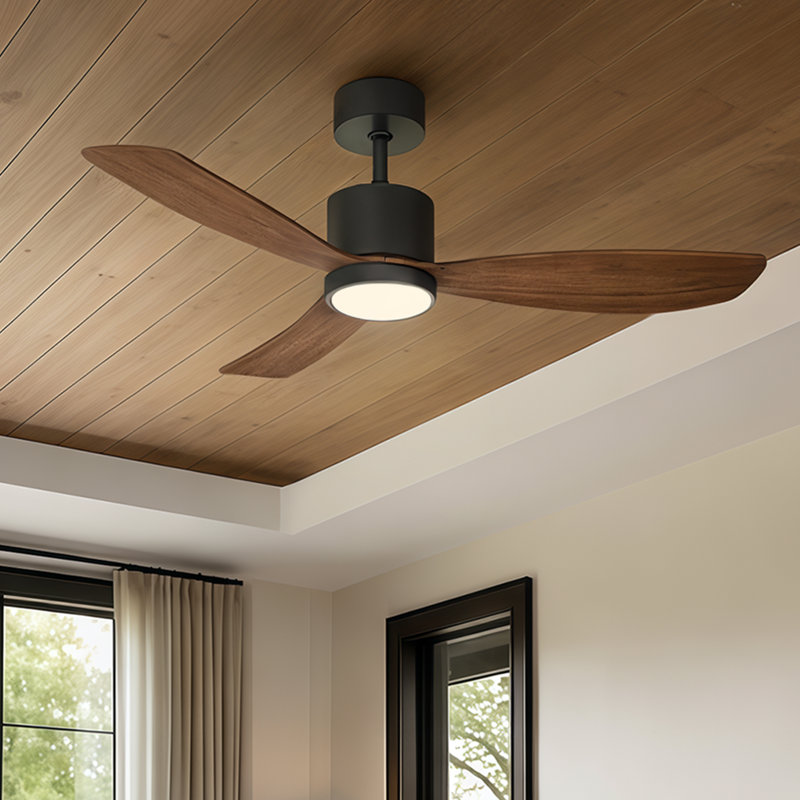 Ventilateur de plafond 52 po avec télécommande à 6 vitesses à haut débit d'air léger, pales réversibles à faible bruit pour moteur à courant continu en ABS