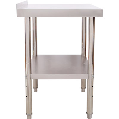 Table en acier inoxydable d'une hauteur de 35-1 / 2 po avec tablette supérieure de 330 lb, tablette inférieure réglable, installation facile pour la préparation de la cuisine