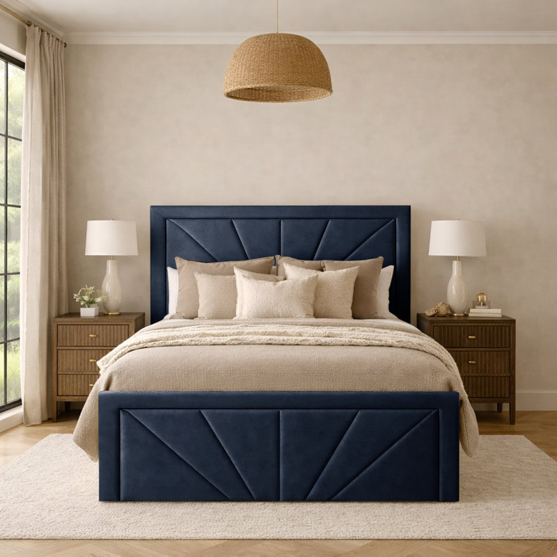 Phoenix Modern Upholstered Bed Frame , Steel, Double (4'6)