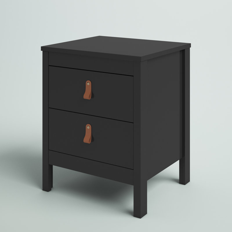 Cotham 17.24'' W Particle Board / Chipboard Nightstand, Black Matte