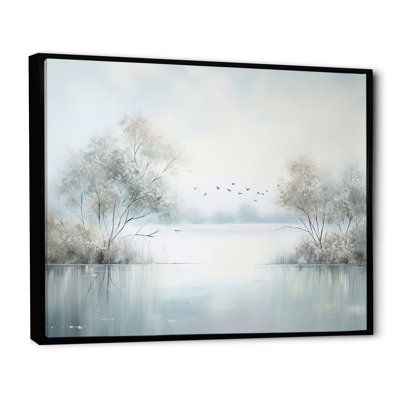 «Lakeside Winter Serenity - Lakes & Rivers», art mural sur toile