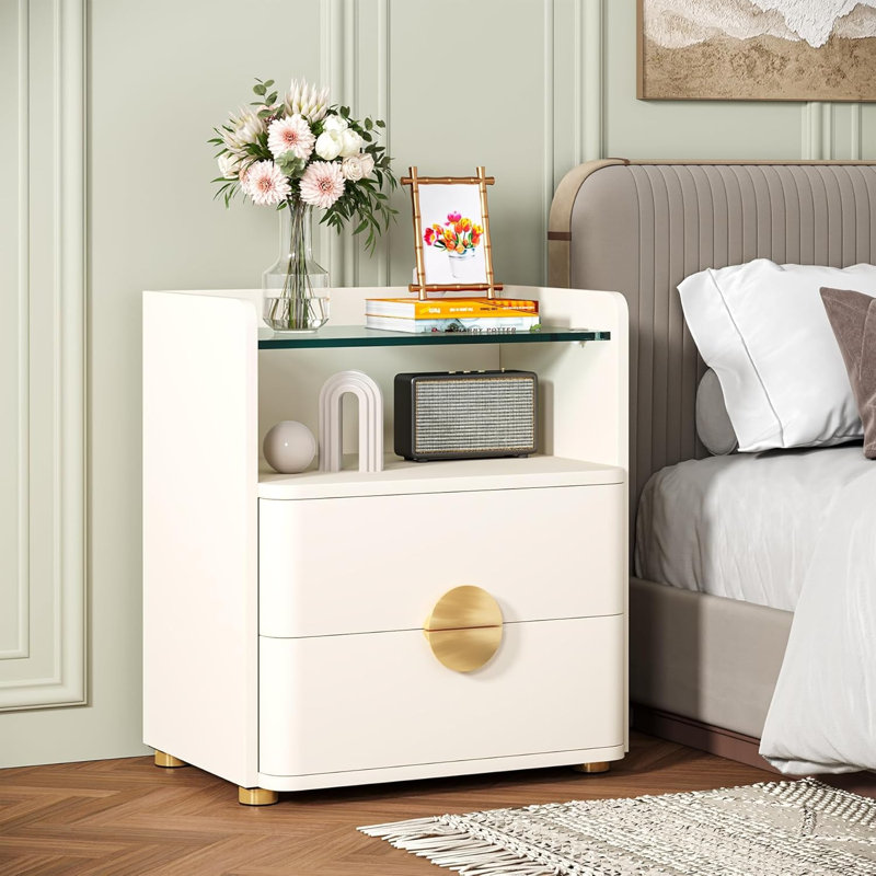 19.69'' W Nightstand, Off White, 1