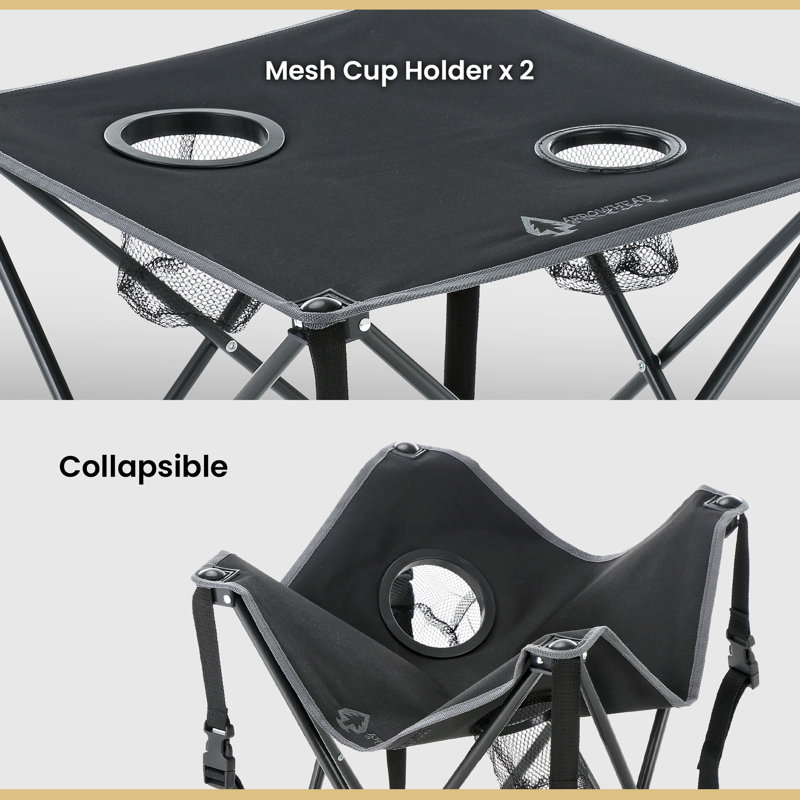 Charcoal Black Heavy-Duty Steel Frame Folding Camping Table