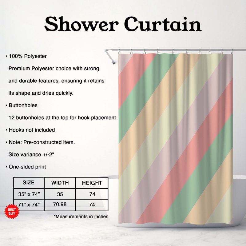 Rideau de douche standard 1 pièce Soft Bloom, H 74 po x l 71 po