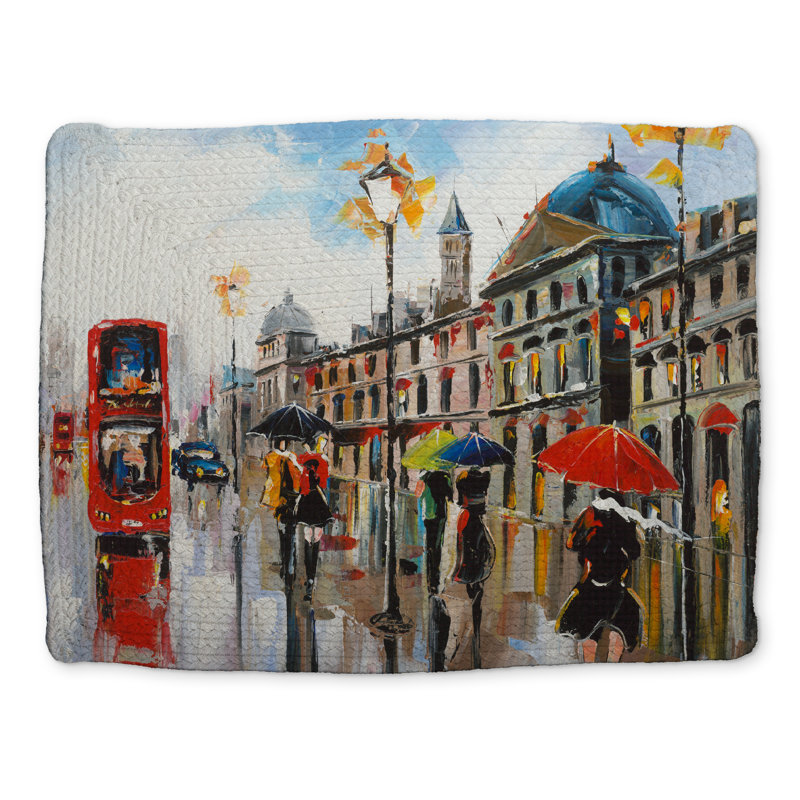Blue Cities Braided Polyester Placemat - Colorful Street Decor