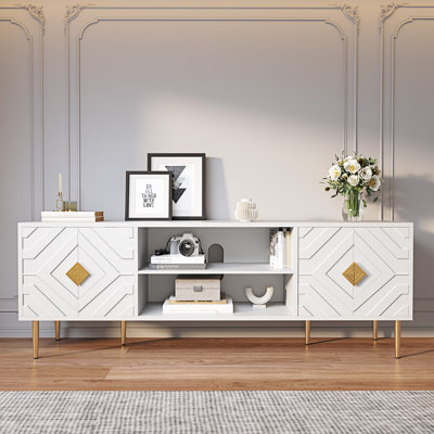 Leala 63" Mid-Century Modern TV Stand with Embossed Pattern
