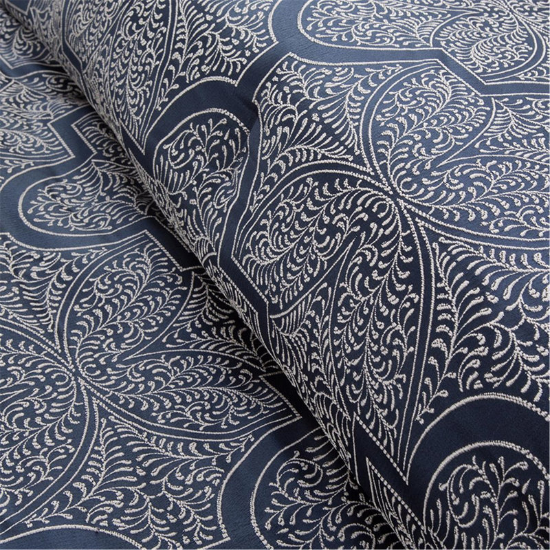 Ensemble d'édredon 8 pièces jacquard bleu marine, Édredon grand + 7 pièces supplémentaires 