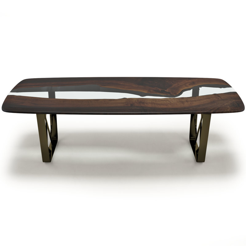 Ombrone Walnut Metal Base Dining Table, 48" W x 96" L